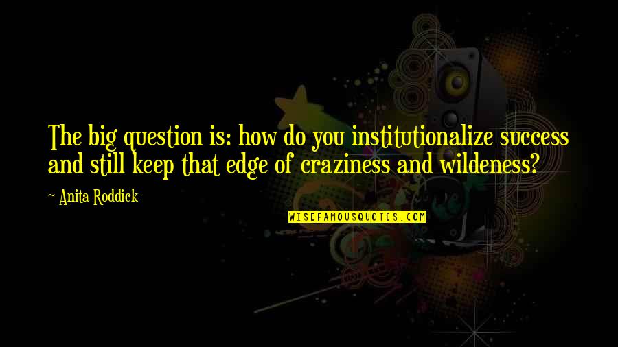 Anita Roddick Quotes By Anita Roddick: The big question is: how do you institutionalize