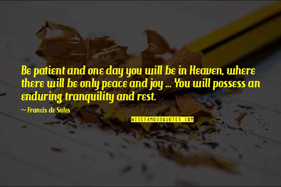 Anitta Downtown Quotes By Francis De Sales: Be patient and one day you will be