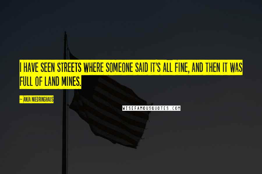 Anja Niedringhaus quotes: I have seen streets where someone said it's all fine, and then it was full of land mines.