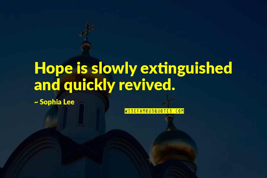 Ankenbrandt Group Quotes By Sophia Lee: Hope is slowly extinguished and quickly revived. Ankenbrandt Group Quotes By Sophia Lee: Hope is slowly extinguished and quickly revived.