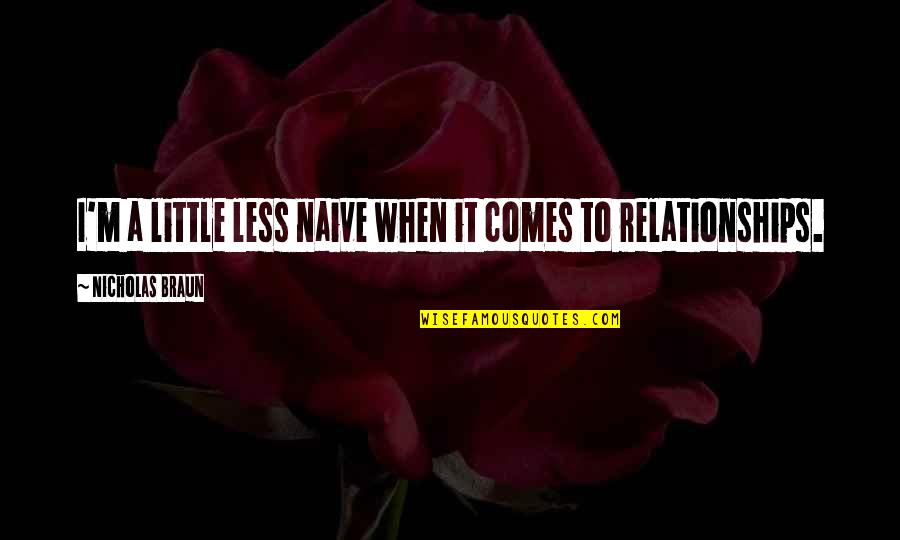 Ankenbrandt Quotes By Nicholas Braun: I'm a little less naive when it comes Ankenbrandt Quotes By Nicholas Braun: I'm a little less naive when it comes