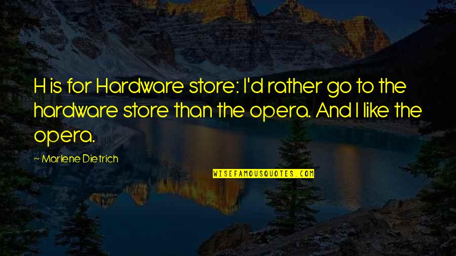 Anlar Llc Quotes By Marlene Dietrich: H is for Hardware store: I'd rather go