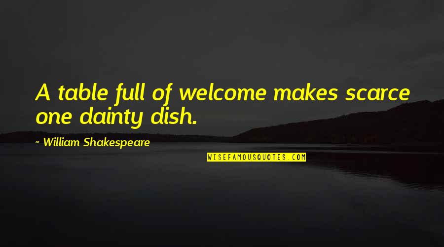 Anliker Blades Quotes By William Shakespeare: A table full of welcome makes scarce one Anliker Blades Quotes By William Shakespeare: A table full of welcome makes scarce one