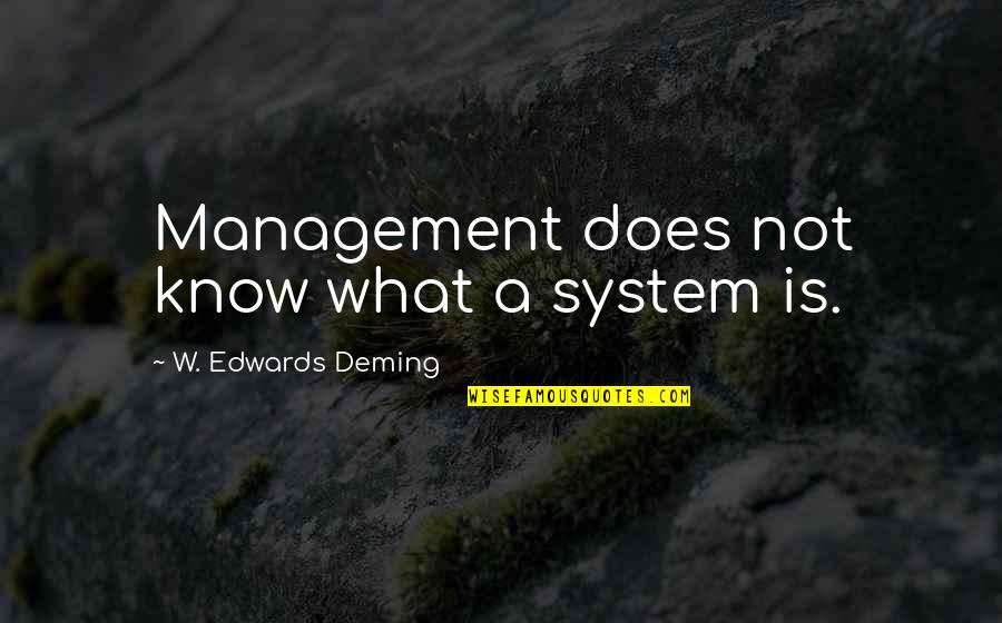 Anluan's Quotes By W. Edwards Deming: Management does not know what a system is.