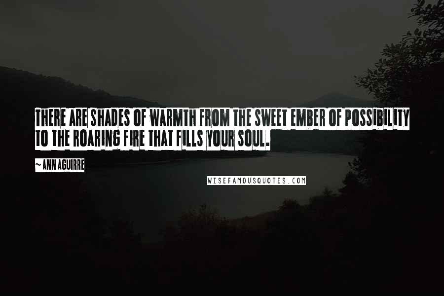 Ann Aguirre quotes: There are shades of warmth from the sweet ember of possibility to the roaring fire that fills your soul. Ann Aguirre quotes: There are shades of warmth from the sweet ember of possibility to the roaring fire that fills your soul.