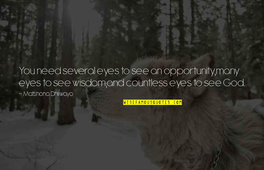 Anna Jarvis Quotes By Matshona Dhliwayo: You need several eyes to see an opportunity,many Anna Jarvis Quotes By Matshona Dhliwayo: You need several eyes to see an opportunity,many
