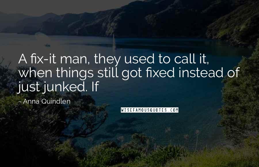 Anna Quindlen quotes: A fix-it man, they used to call it, when things still got fixed instead of just junked. If