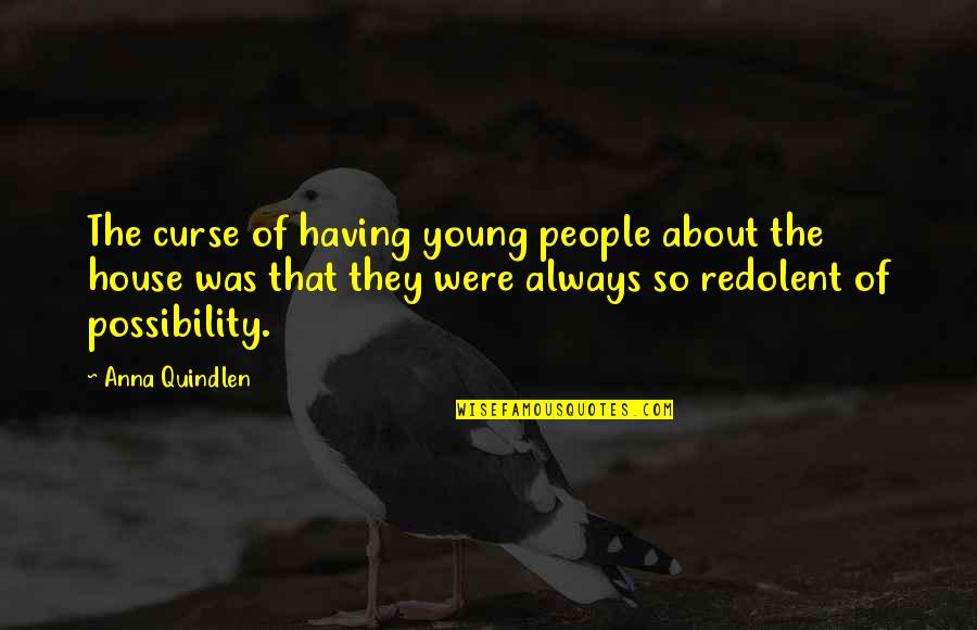 Anna Quindlen Quotes By Anna Quindlen: The curse of having young people about the