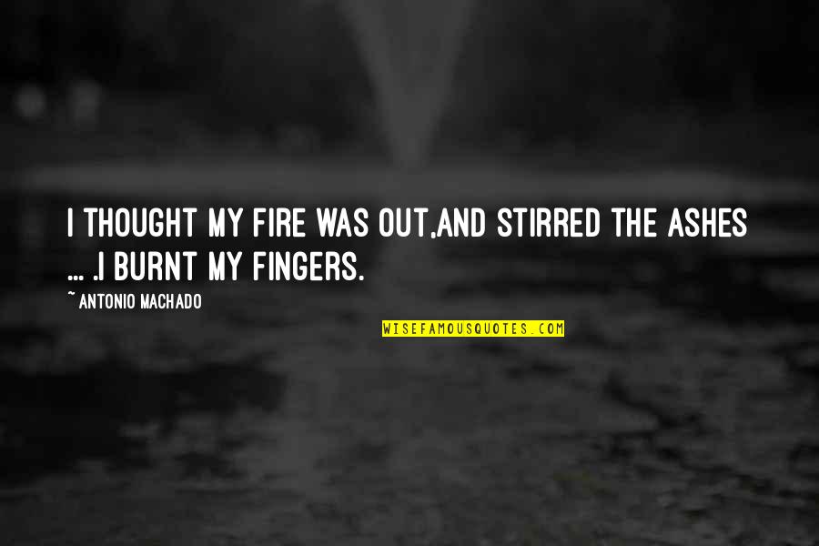 Annahme Translation Quotes By Antonio Machado: I thought my fire was out,and stirred the