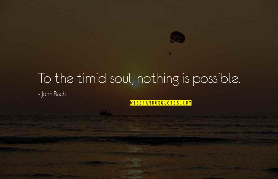 Annalisa Acnh Quotes By John Bach: To the timid soul, nothing is possible. Annalisa Acnh Quotes By John Bach: To the timid soul, nothing is possible.
