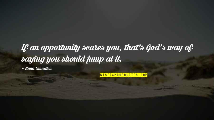 Anna's Quotes By Anna Quindlen: If an opportunity scares you, that's God's way