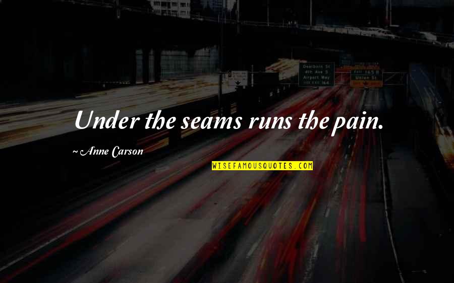 Anne Carson Autobiography Of Red Quotes By Anne Carson: Under the seams runs the pain.