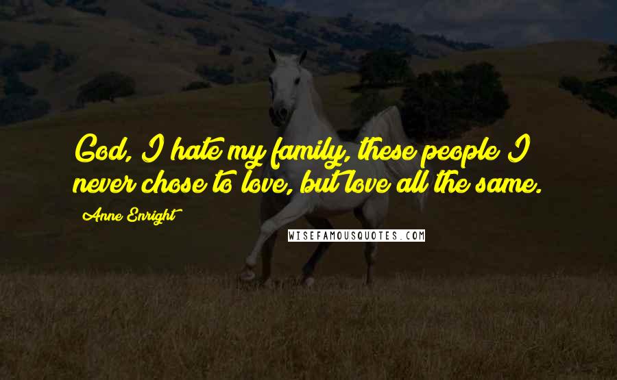 Anne Enright quotes: God, I hate my family, these people I never chose to love, but love all the same.