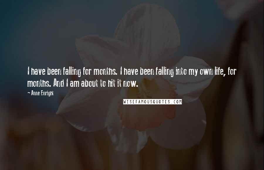 Anne Enright quotes: I have been falling for months. I have been falling into my own life, for months. And I am about to hit it now.