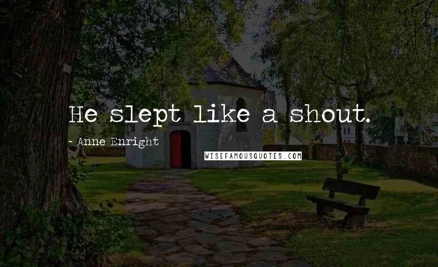 Anne Enright quotes: He slept like a shout.