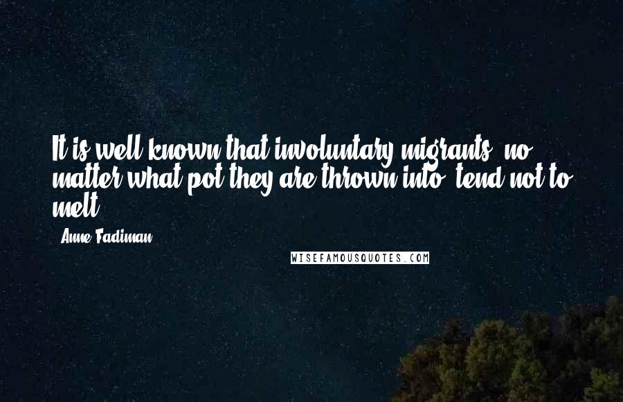 Anne Fadiman quotes: It is well known that involuntary migrants, no matter what pot they are thrown into, tend not to melt.