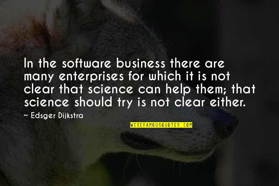 Anne Frank Theme Quotes By Edsger Dijkstra: In the software business there are many enterprises Anne Frank Theme Quotes By Edsger Dijkstra: In the software business there are many enterprises