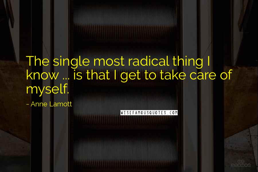 Anne Lamott quotes: The single most radical thing I know ... is that I get to take care of myself.