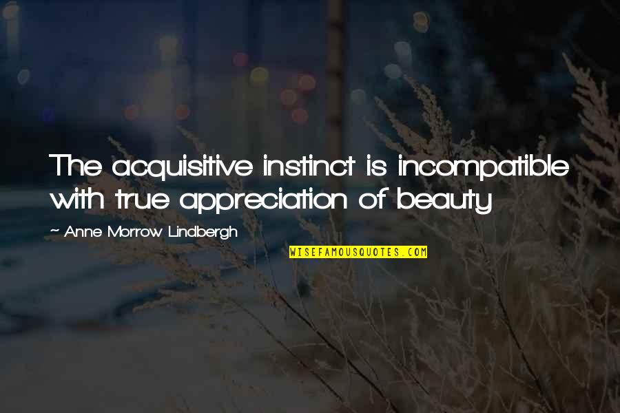 Anne Lindbergh Quotes By Anne Morrow Lindbergh: The acquisitive instinct is incompatible with true appreciation