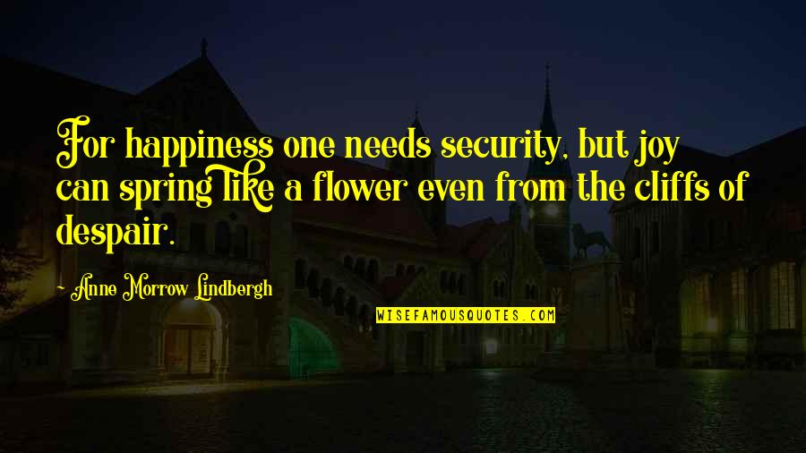 Anne Lindbergh Quotes By Anne Morrow Lindbergh: For happiness one needs security, but joy can