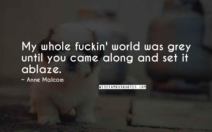 Anne Malcom quotes: My whole fuckin' world was grey until you came along and set it ablaze.