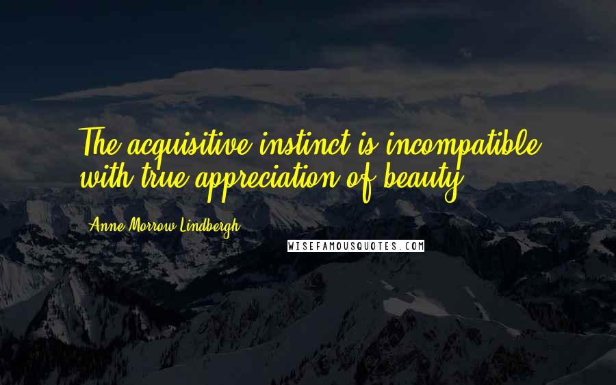 Anne Morrow Lindbergh quotes: The acquisitive instinct is incompatible with true appreciation of beauty