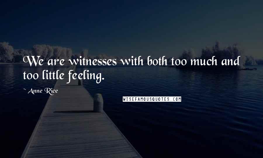 Anne Rice quotes: We are witnesses with both too much and too little feeling.