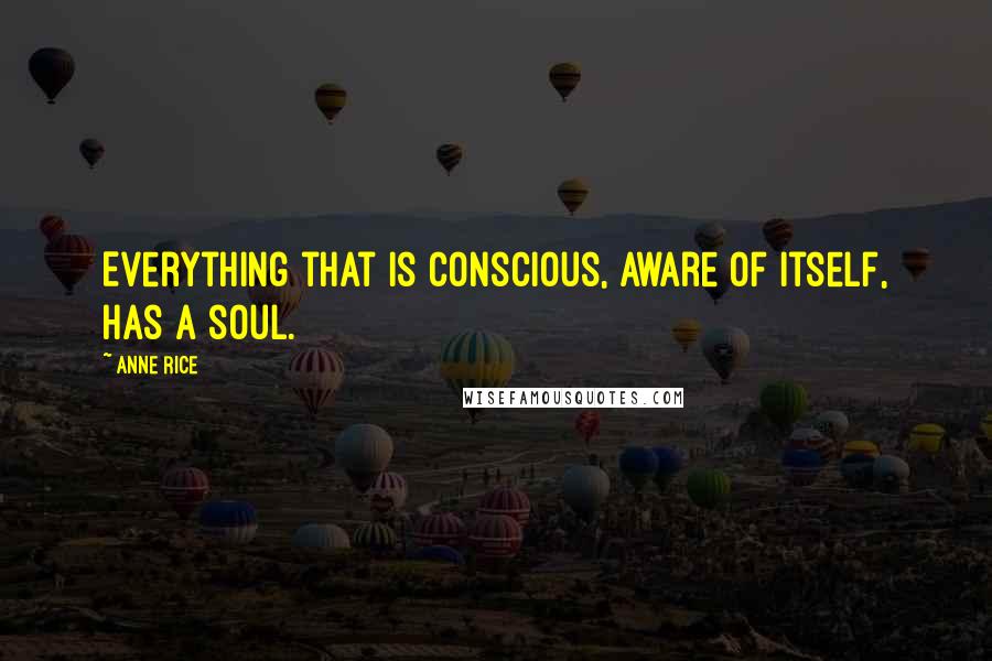 Anne Rice quotes: Everything that is conscious, aware of itself, has a soul.