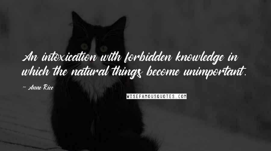 Anne Rice quotes: An intoxication with forbidden knowledge in which the natural things become unimportant.