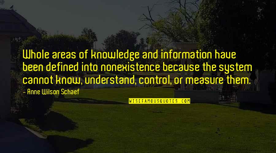 Anne Schaef Quotes By Anne Wilson Schaef: Whole areas of knowledge and information have been