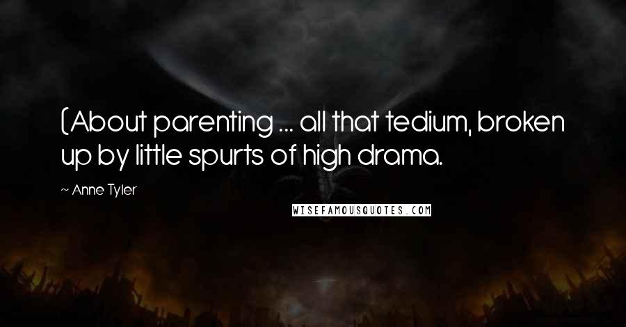 Anne Tyler quotes: (About parenting ... all that tedium, broken up by little spurts of high drama.