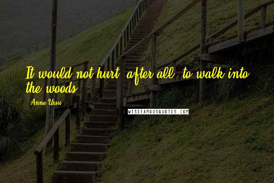 Anne Ursu quotes: It would not hurt, after all, to walk into the woods.