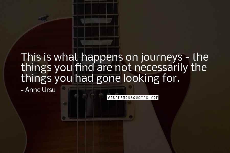 Anne Ursu quotes: This is what happens on journeys - the things you find are not necessarily the things you had gone looking for.