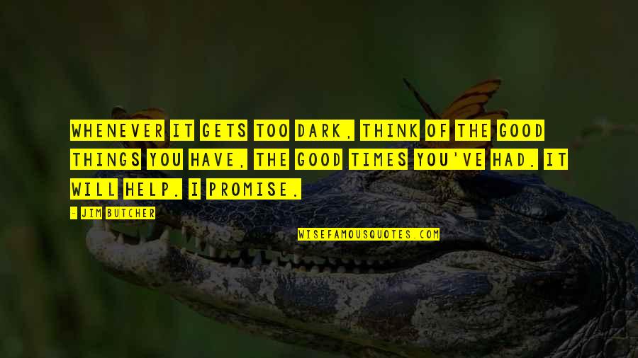 Annelou De Jongh Quotes By Jim Butcher: Whenever it gets too dark, think of the