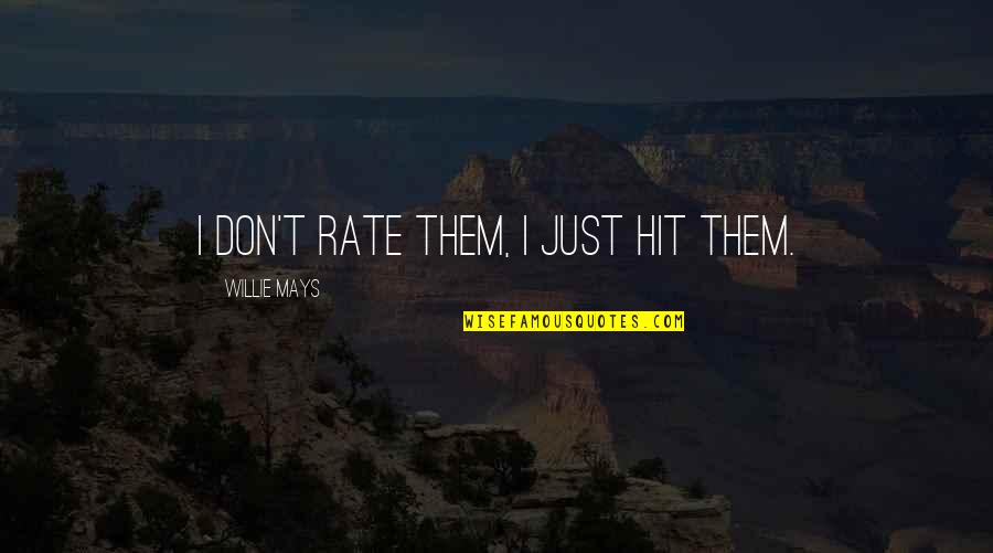 Annerose Episode Quotes By Willie Mays: I don't rate them, I just hit them.