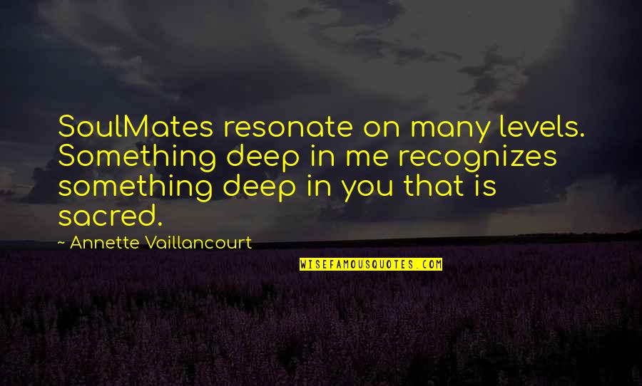 Annette Vaillancourt Quotes By Annette Vaillancourt: SoulMates resonate on many levels. Something deep in