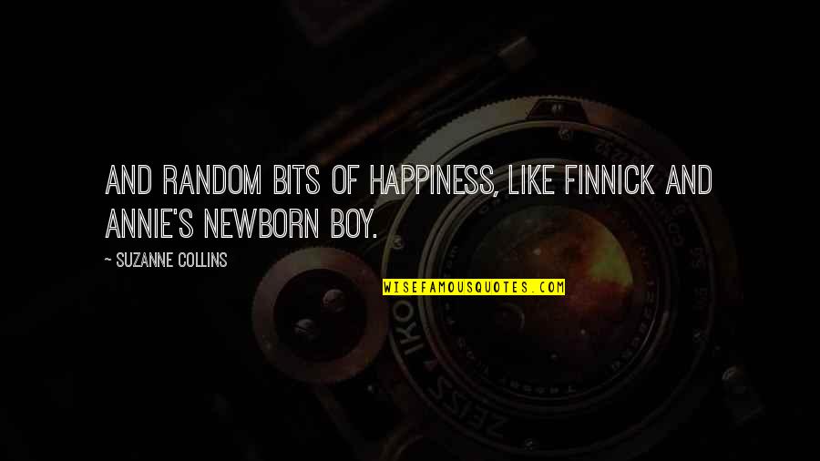 Annie And Finnick Quotes By Suzanne Collins: And random bits of happiness, like Finnick and