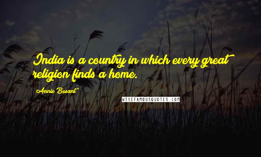 Annie Besant quotes: India is a country in which every great religion finds a home.
