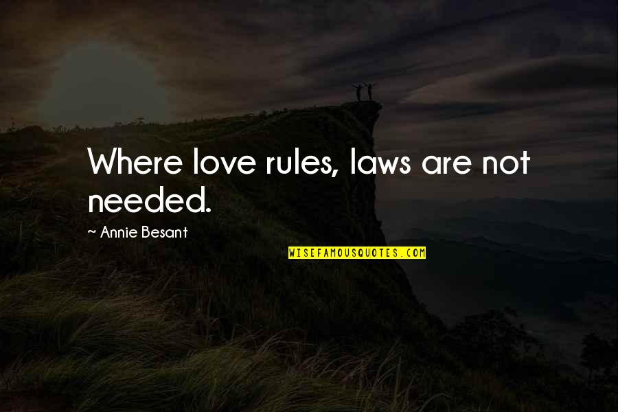 Annie Besant Quotes By Annie Besant: Where love rules, laws are not needed.