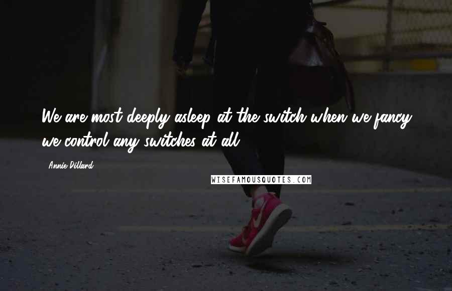 Annie Dillard quotes: We are most deeply asleep at the switch when we fancy we control any switches at all.