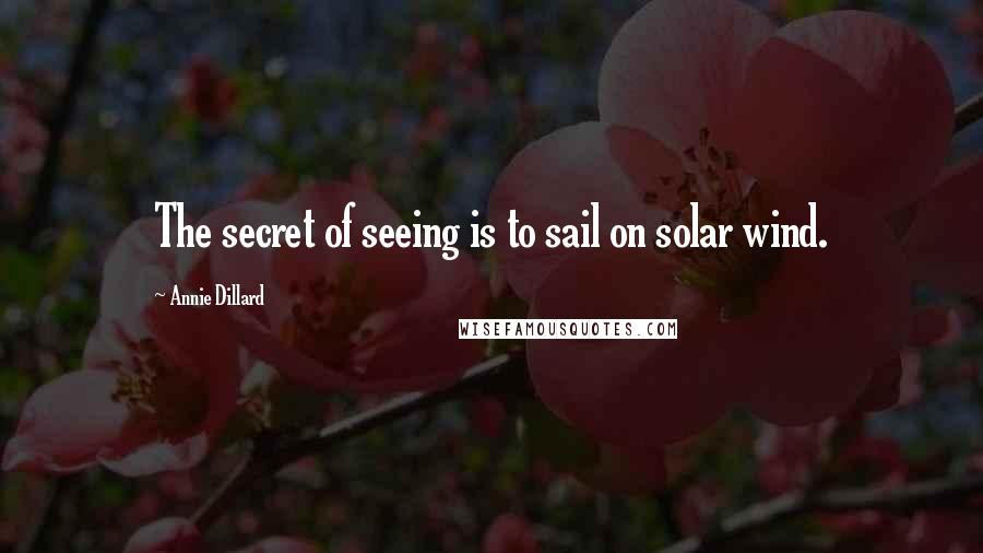 Annie Dillard quotes: The secret of seeing is to sail on solar wind.