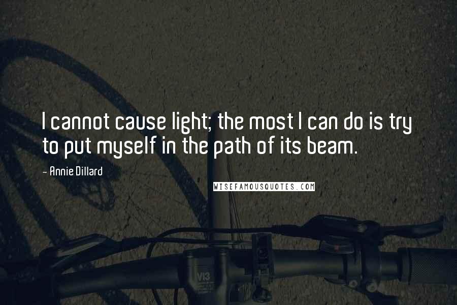 Annie Dillard quotes: I cannot cause light; the most I can do is try to put myself in the path of its beam.