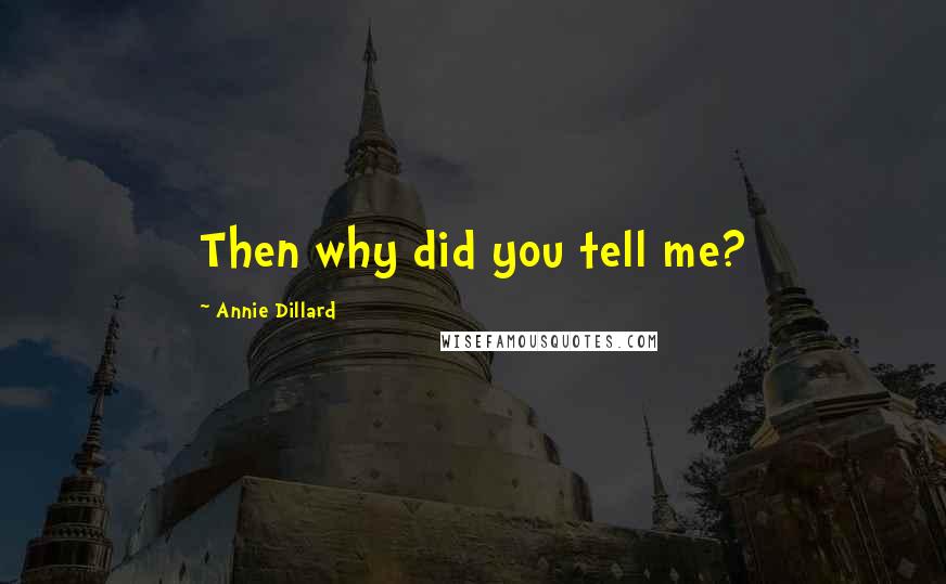 Annie Dillard quotes: Then why did you tell me?