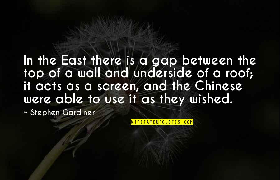 Annie La Ganga Quotes By Stephen Gardiner: In the East there is a gap between