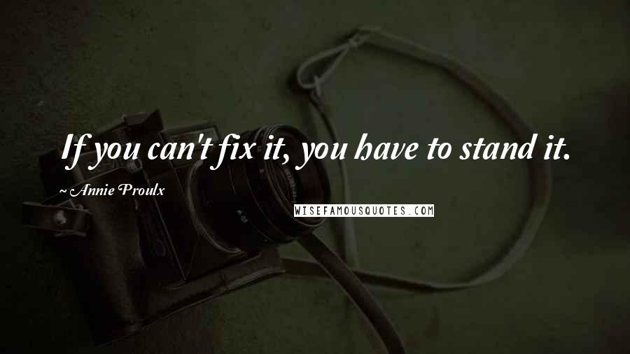 Annie Proulx quotes: If you can't fix it, you have to stand it.