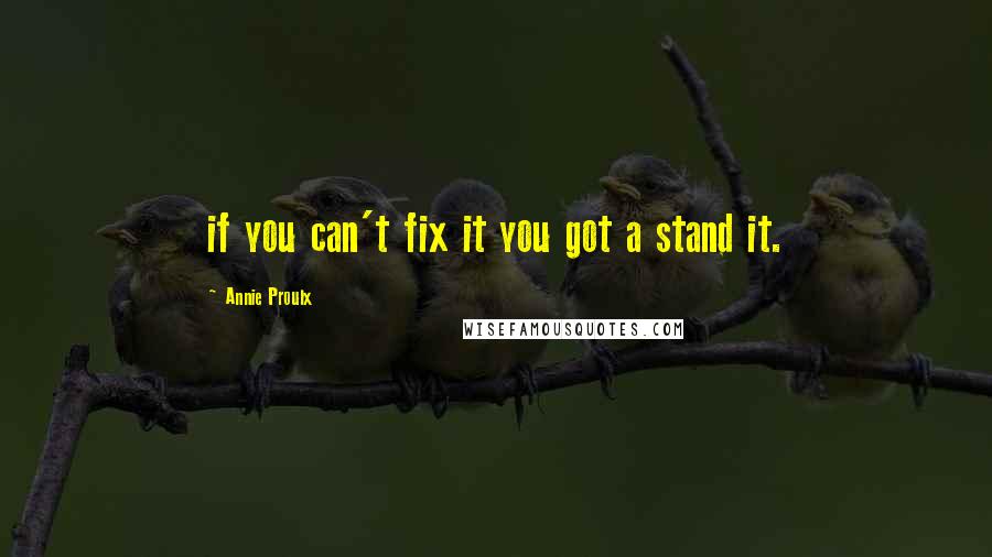 Annie Proulx quotes: if you can't fix it you got a stand it.