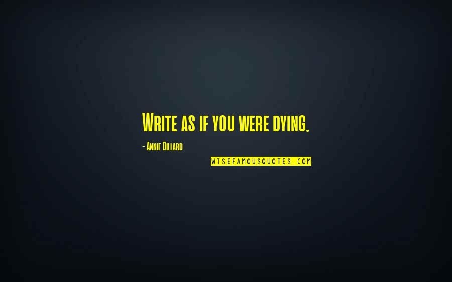Annie Quotes By Annie Dillard: Write as if you were dying.