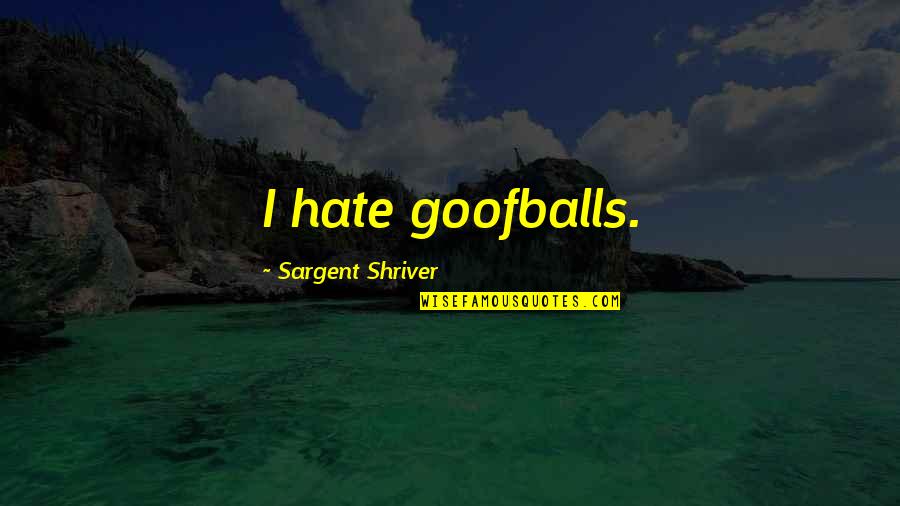 Anniversary For Couples Quotes By Sargent Shriver: I hate goofballs.