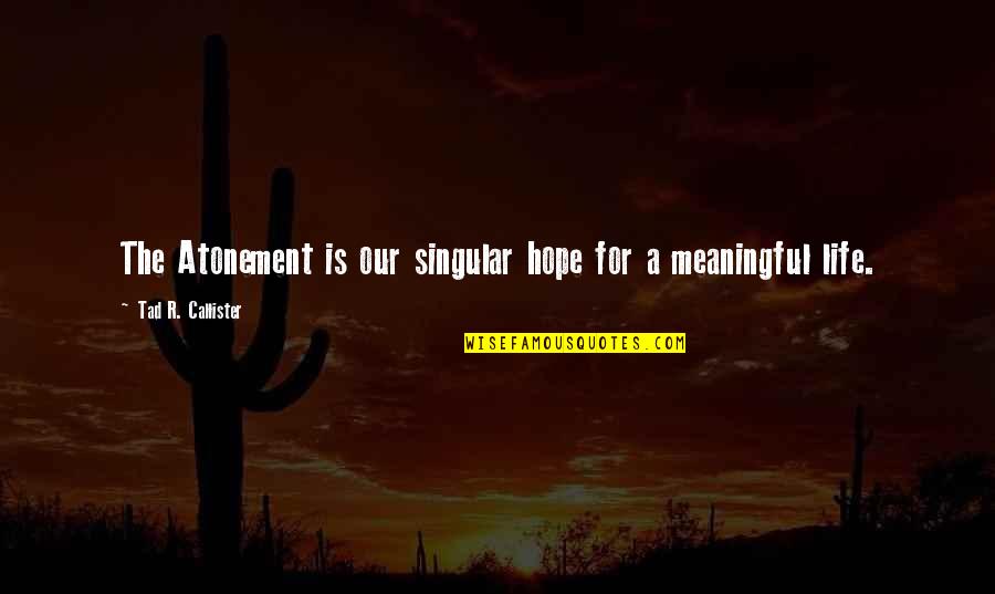 Annmaria Shimabuku Quotes By Tad R. Callister: The Atonement is our singular hope for a Annmaria Shimabuku Quotes By Tad R. Callister: The Atonement is our singular hope for a