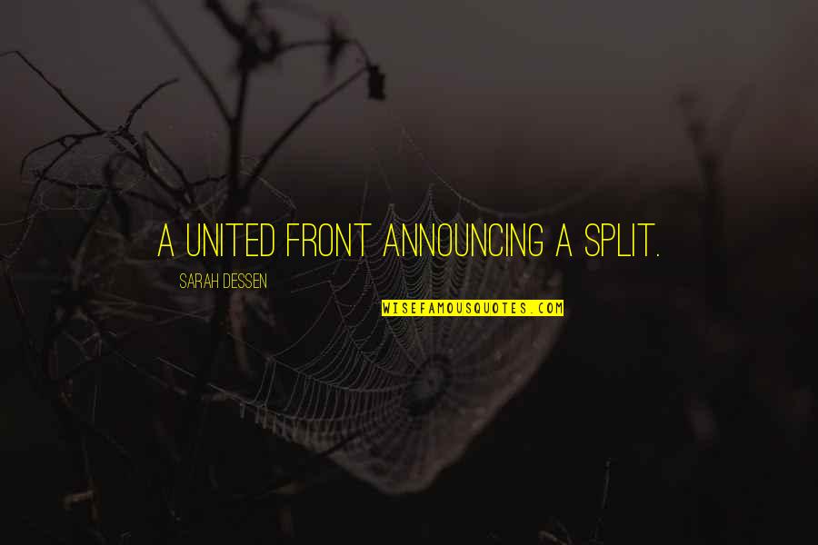 Announcing Quotes By Sarah Dessen: A united front announcing a split.